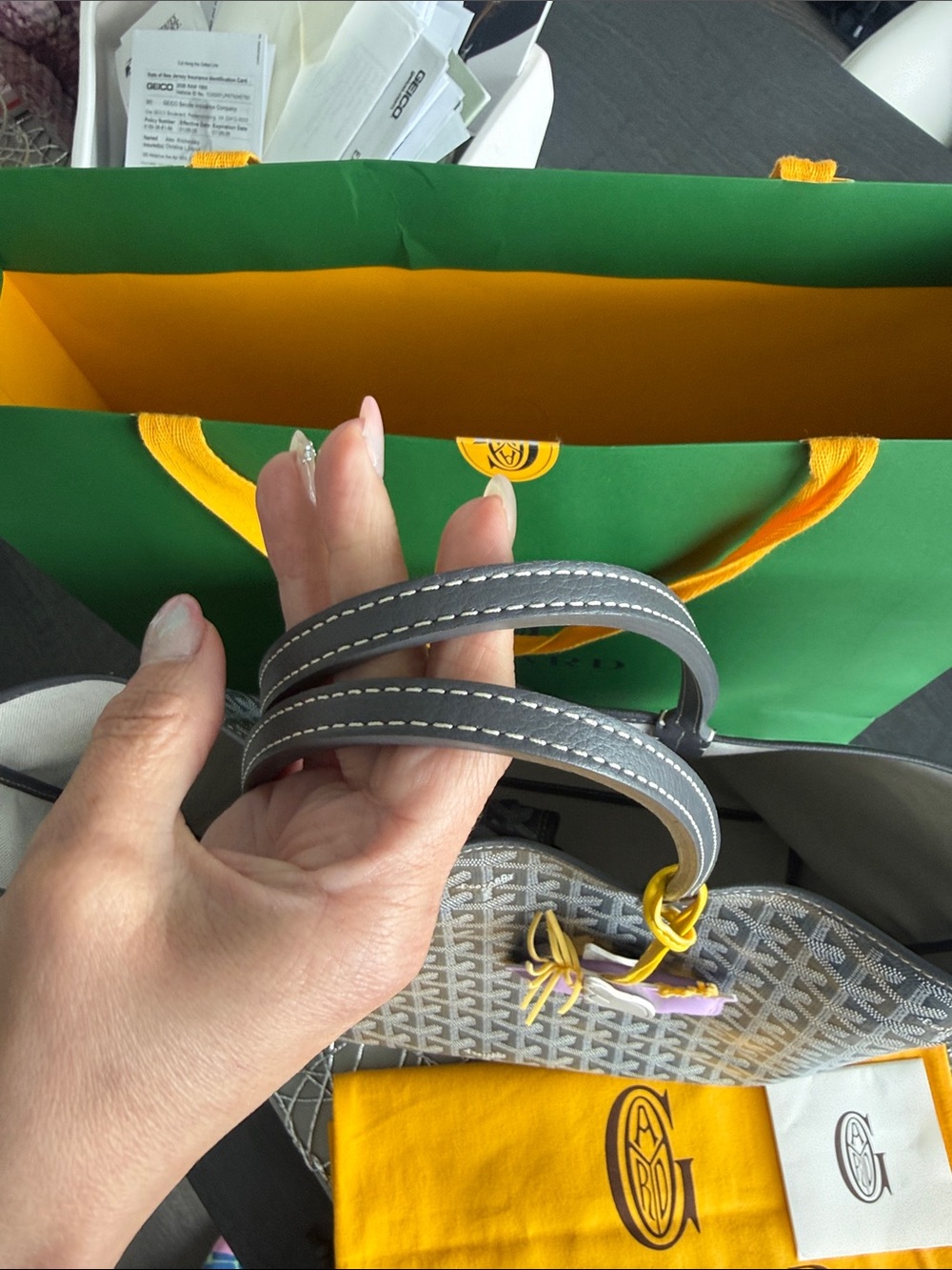 Goyard Gray St. Louis Tote with Purple Horse Charm - Picture 5 of 9